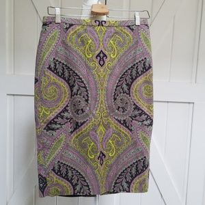 J. Crew Paisley Print Classic Pencil Skirt